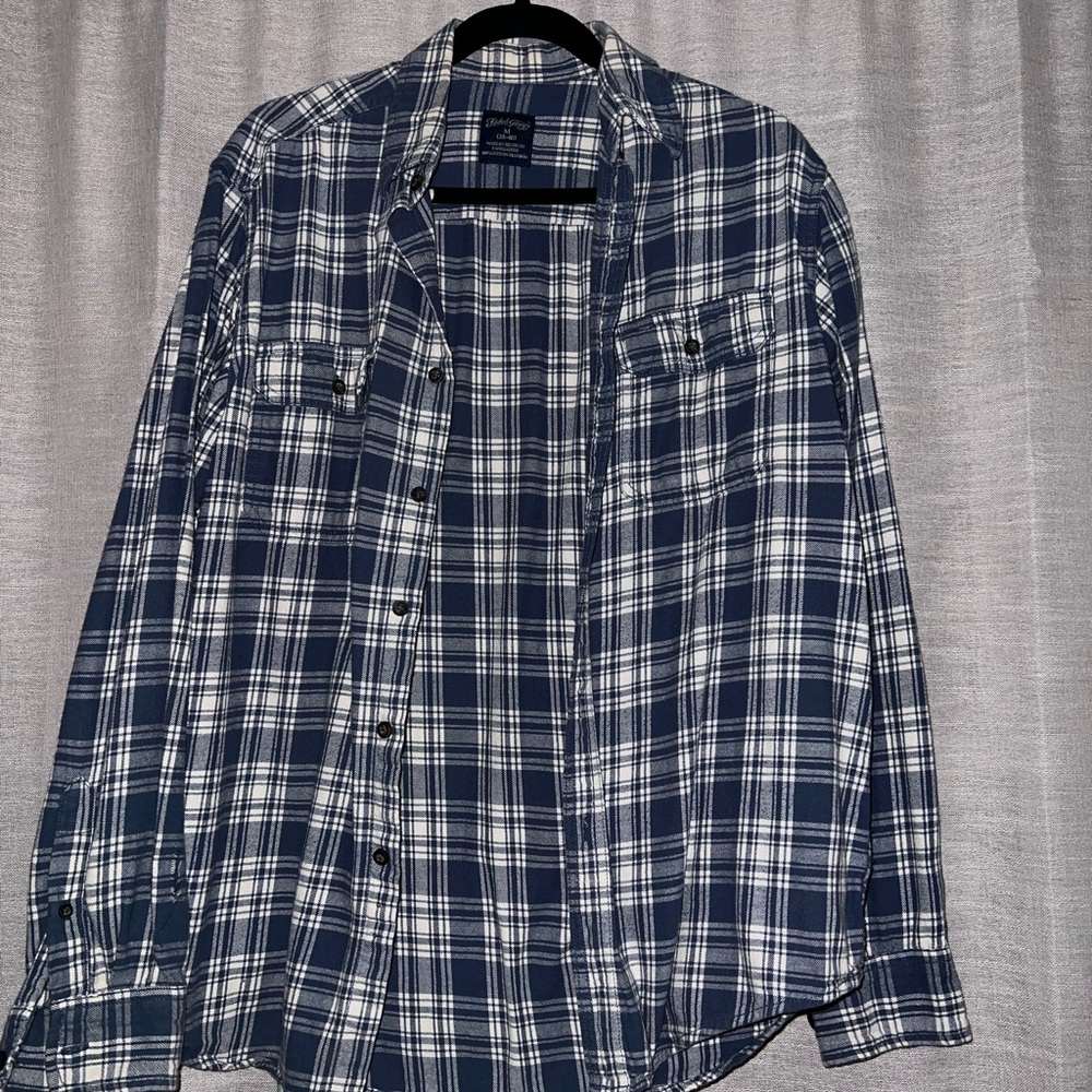 Faded Glory Blue and White Checkered Shirt